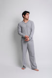 Conjunto Pijama Hombre Gris Cuello V