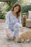 Conjunto Pijama Flores Azules Manga Larga