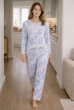 Conjunto Pijama Flores Azules Manga Larga