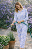 Conjunto Pijama Flores Azules Manga Larga