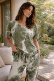 Conjunto Pijama Tie Dye Olivo Manga Corta