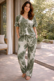 Conjunto Pijama Tie Dye Olivo Manga Corta
